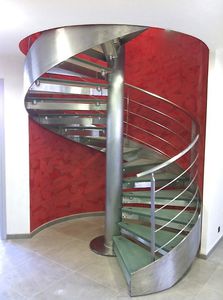 spiral staircase / glass steps / stainless steel frame / without risers