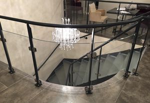glass railing / steel / glass panel / with bars