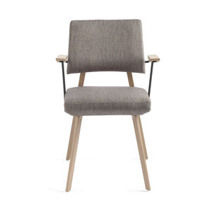 contemporary chair / with armrests / upholstered / fabric