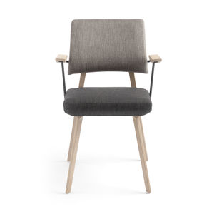 contemporary chair / with armrests / upholstered / fabric