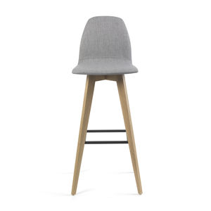 contemporary stool / wooden / leather / fabric