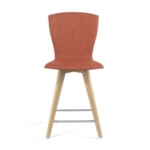 contemporary stool / wooden / leather / fabric