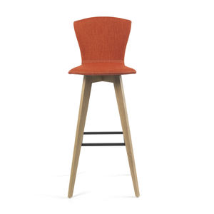 contemporary stool / wooden / leather / fabric