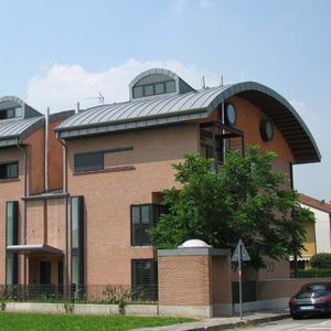 zinc-titanium roofing / ribbed / standing seam / curved