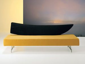 contemporary sofa / wooden / steel / fabric