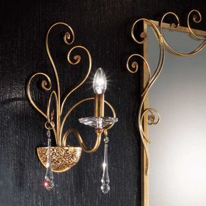 traditional wall light / iron / glass / incandescent