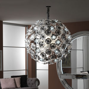 pendant lamp / original design / iron / glass