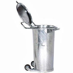 sheet steel trash can / commercial / with wheels / industrial