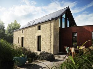 stone wall cladding panel / exterior