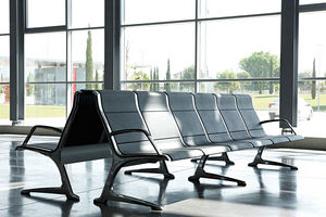 metal beam chairs / plywood / polyurethane / 4-seater