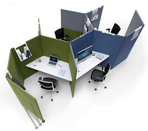 floor-mounted office divider / fabric / modular
