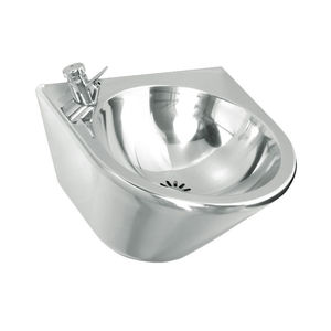 wall-mounted drinking fountain / indoor / stainless steel
