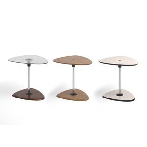 contemporary side table / wooden / glass / triangular