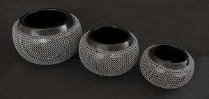 contemporary vase / ceramic / stainless steel