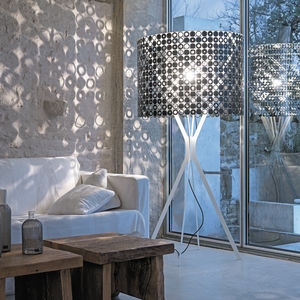 floor-standing lamp / contemporary / stainless steel / lacquered steel