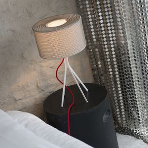 table lamp / contemporary / stainless steel / lacquered steel
