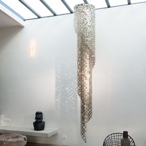 contemporary chandelier / aluminum / stainless steel / halogen