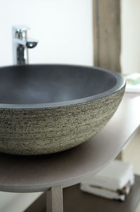 countertop washbasin / round / stone / contemporary