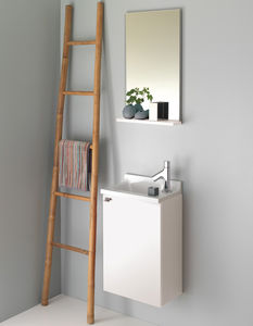 wall-mounted hand basin / rectangular / marble