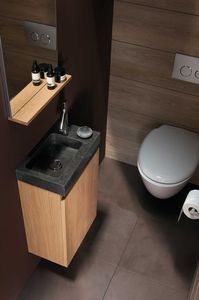 wall-mounted hand basin / rectangular / marble