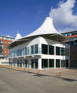 metal frame tensile structure / roof / with PVC membrane / translucent