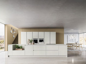 contemporary kitchen / oak / island / lacquered