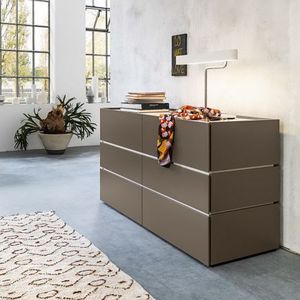 contemporary chest of drawers / lacquered wood / brown / gray