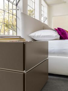 contemporary bedside table / lacquered wood / rectangular / white