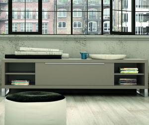 contemporary sideboard / lacquered wood / white / gray