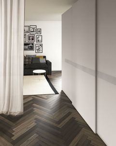 contemporary wardrobe / lacquered wood / oak / with sliding door