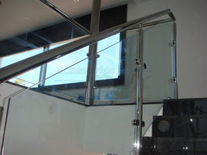 indoor railing / glass / with bars / for stairs