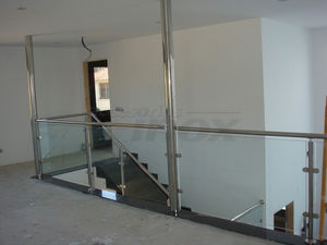 indoor railing / glass / with bars / for stairs