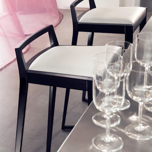 contemporary bar chair / upholstered / sled base / wooden