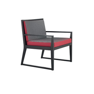 contemporary armchair / beech / with armrests / sled base