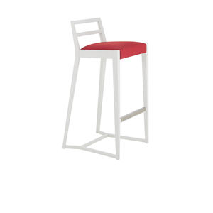 contemporary bar chair / upholstered / sled base / wooden