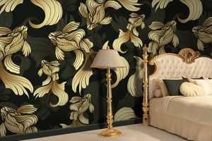 Baroque wallpaper / nature pattern / animal motif / panoramic