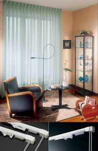cord-operated curtain track / ceiling mounted / for drapes / for domestic use