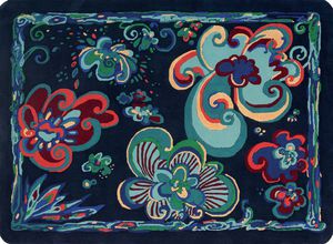 contemporary rug / floral pattern / wool / rectangular