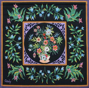 contemporary tapestry / floral / wool