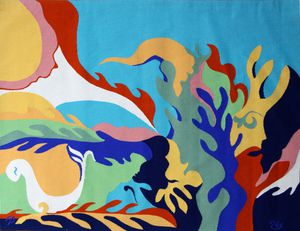 contemporary tapestry / patterned / wool