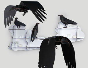 wall-mounted shelf / original design / wooden