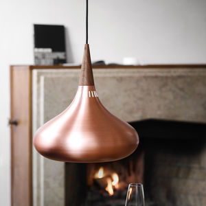 pendant lamp / contemporary / copper / wooden
