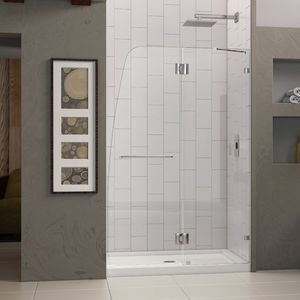 tempered glass shower / kit / for alcoves / with hinged door