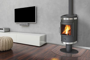 wood heating stove / contemporary / metal / with oven