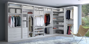 corner walk-in wardrobe / contemporary / wooden