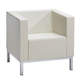 contemporary visitor armchair / leather / white / for beauty salons