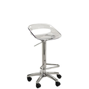 plastic styling stool / on casters / star base / transparent