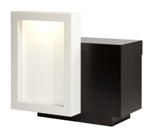 wooden reception desk / illuminated / for hairdressers