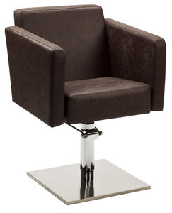 leather beauty salon chair / stainless steel / central base / with hydraulic pump