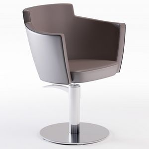 fabric beauty salon chair / with hydraulic pump / central base / brown